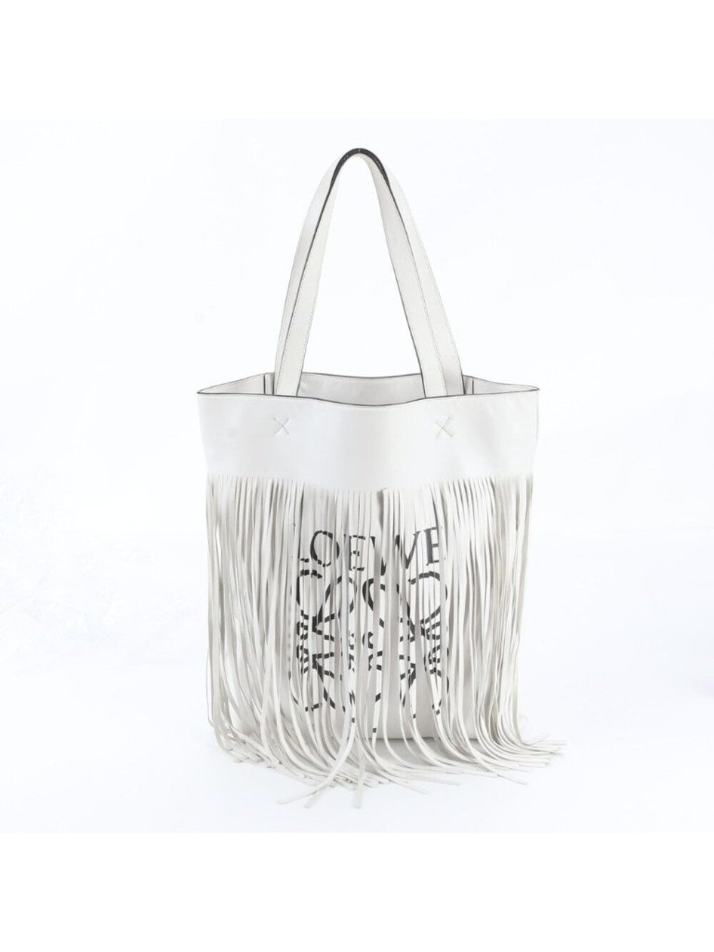 Loewe Vertical Anagram Fringe Leather Tote Bag Shoulder